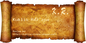 Kuklis Rózsa névjegykártya